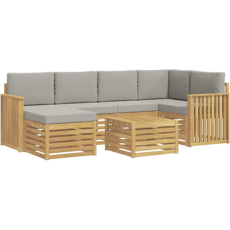 vidaXL Outdoor-Sofagarnitur 7 stk. 5-Sitzer Weiß und Hellgrau 3392151 – Bild 2