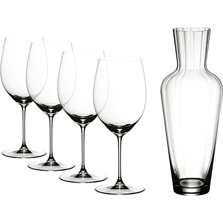 RIEDEL 5449/0-MOS VERITAS Cabernet / Merlot Weinglas 4er Set & Mosel Dekanter
