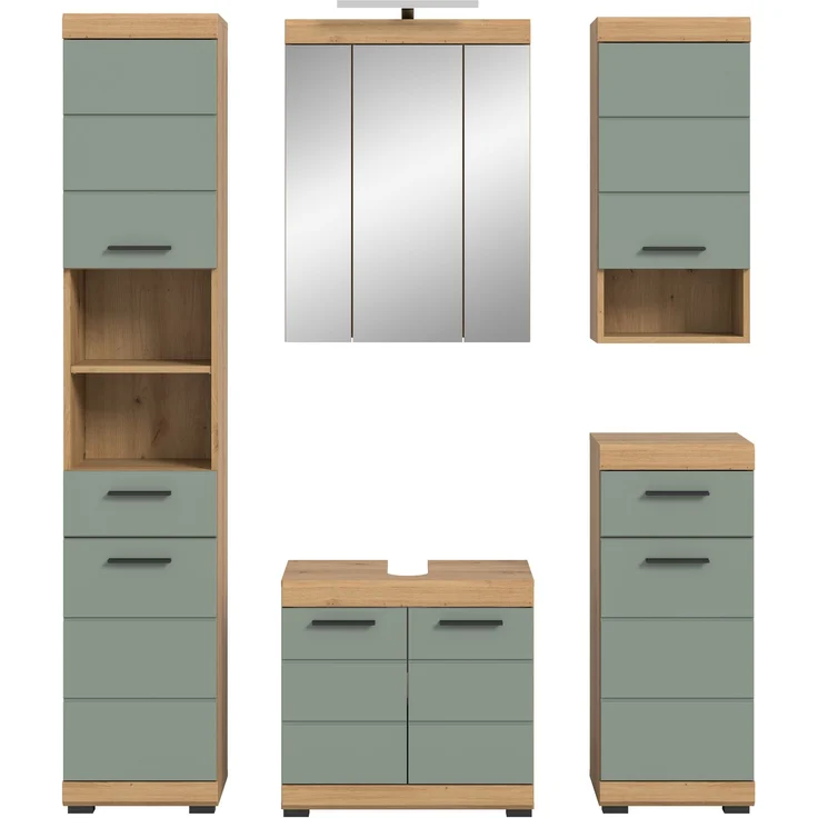 Xonox Scout Badkombination (B/H/T: 164x191x34 cm) in Salbei und Artisan Eiche Nachbildung – Bild 2