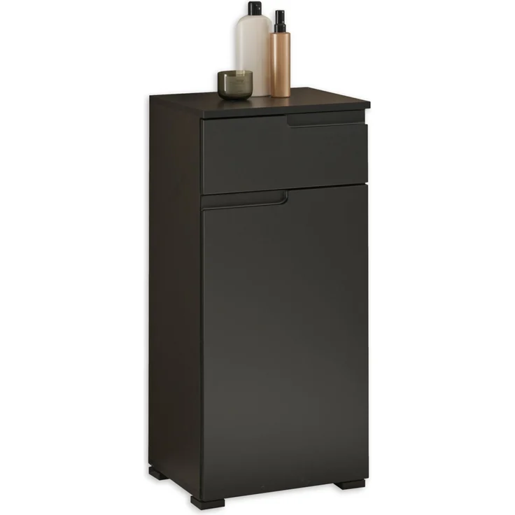 Badezimmer-Set "Spice" schwarz matt (5tlg.) mit Hochschrank, Waschbeckenunterschrank, Spiegelschrank, Kommode und Hängeschrank - 170 x 191 x 32 cm (B/H/T) – Bild 7