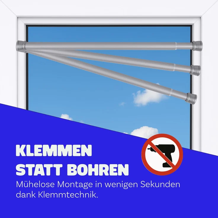 Verstellbare Vorhangstange - Spannstange zum Klemmen Silber Ø22/25 mm 60-90 cm – Bild 3