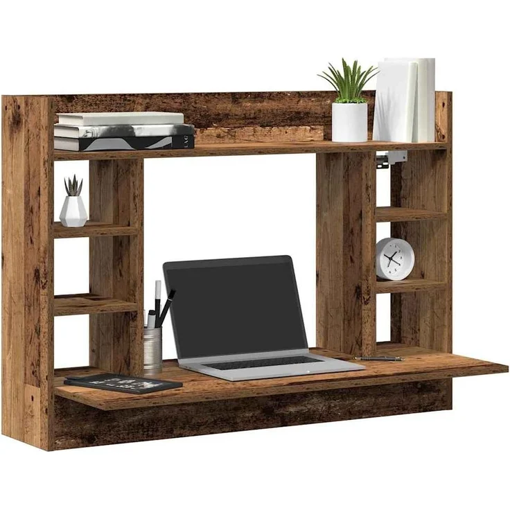 vidaXL Wandtisch mit Regal Altholz 105 x 48 x 75 cm Holzwerkstoff 869192 – Bild 2