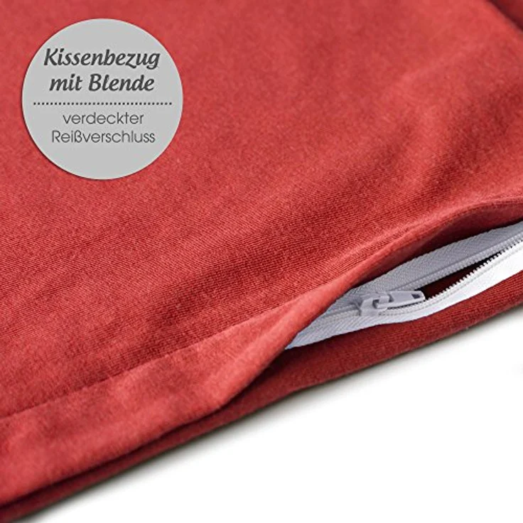 aqua-textil Classic Line Baumwoll Kissenbezug 2er-Set 60x60 kirschrot e Kissen Bezug Reißverschluss Jersey Kissenhülle – Bild 5