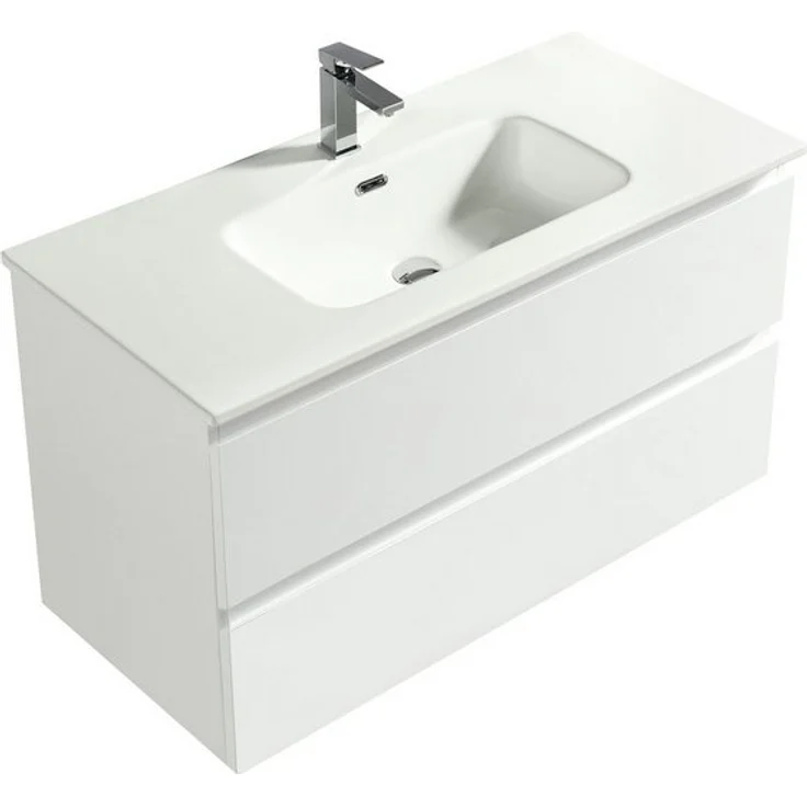 Alpenberger Badmöbel-Set Badezimmermöbel Badezimmer Schrank - Waschbecken mit Unterschrank Weiß, (Möbel Farbe Weiß, 2 Waschbeckenunterschrank Schubladen), Waschtisch mit Unterschrank 100 cm Breit – Bild 4