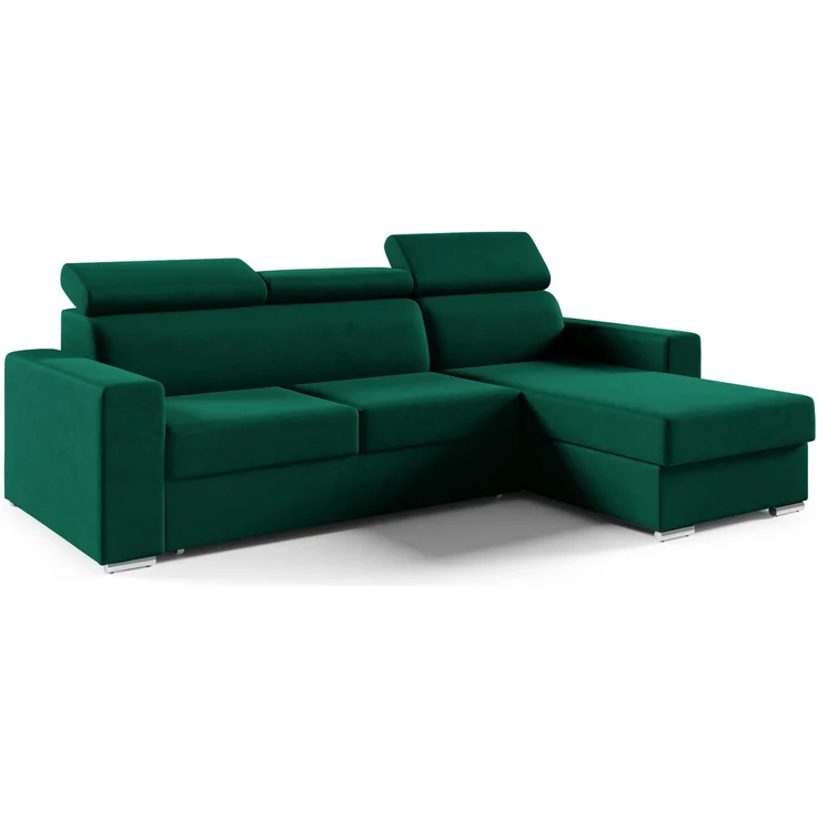 Ecksofa in L-Form NELA, L-förmige Eckcouch mit Schlaffunktion, ausziehbares Sofa, 1 Bettzeugbehälter, verstellbare Kopfstützen, (Kronos 19), 96x170 cm – Bild 1