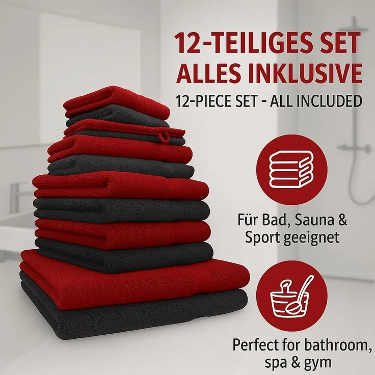 Betz Handtuch Set 12er Frottier Handtuch-Set PREMIUM 100% Baumwolle, 100% Baumwolle, (12-tlg) – Bild 3