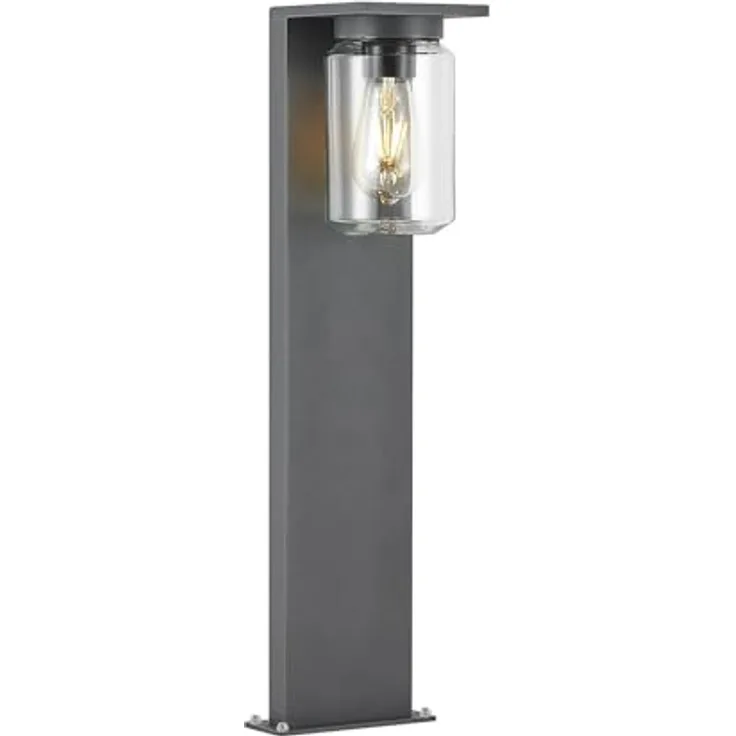 Lucande Außenleuchte Semka, spritzwassergeschützte Wegeleuchte in Schwarz aus Aluminium, 1-flammig E27, IP54