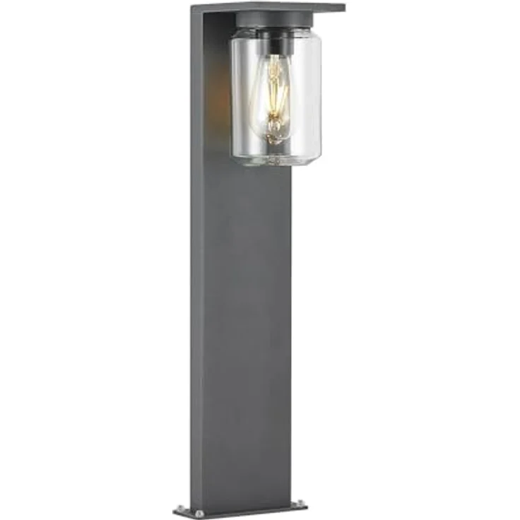 Lucande Außenleuchte Semka, spritzwassergeschützte Wegeleuchte in Schwarz aus Aluminium, 1-flammig E27, IP54 – Bild 1