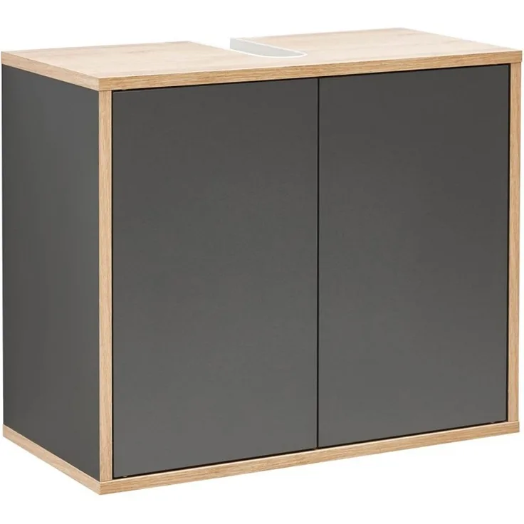 Fackelmann FINN Waschbeckenunterschrank 60 cm, Braun hell/Anthrazit