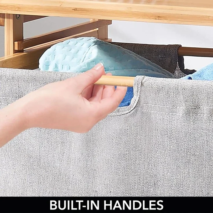 mDesign Badregal mit Wäschesammler Regal Organizer Wäschebahälter Bambus – Bild 5