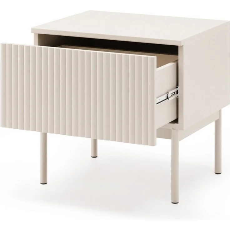 Beautysofa Nachttisch SOFT Rillenfronten & Push-to-Open-System (mit Eine Schublade, In der trendigen Farbe Kaschmir), Breite: 50 cm – Bild 2