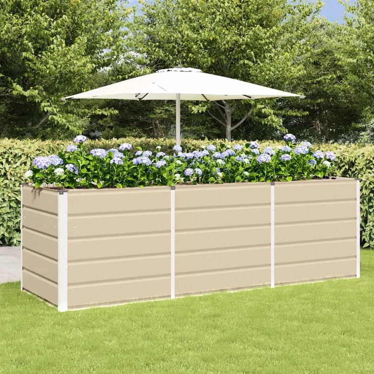 vidaXL Pflanzkübel Elfenbein 240 x 80 x 75 cm Stahl 42018091 – Bild 1