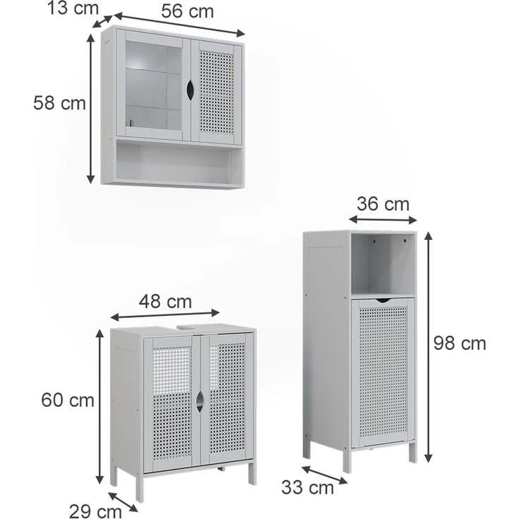 Badmöbel-Set Liora Weiß 3-teilig Vicco – Bild 2