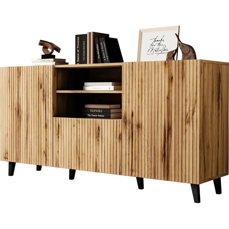 'Vailbo' Kommode mit einer Schublade und zwei Türen, Holz Wotan, 151 x 83 x 40 cm