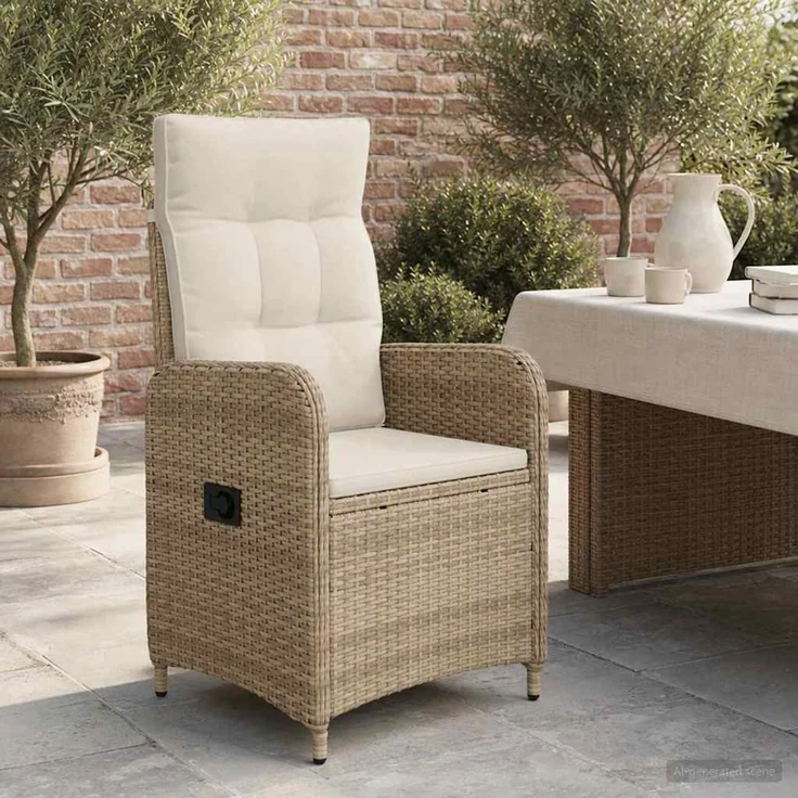vidaXL Verstellbarer Gartenstuhl Beige und Cremeweiß 42027155 – Bild 3
