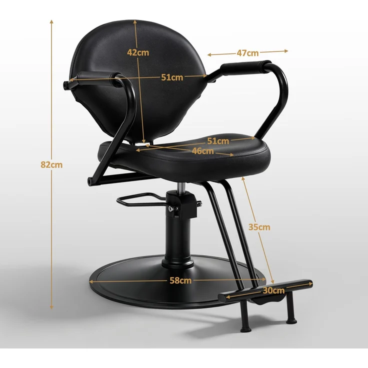 BarberPub Friseurstuhl, Friseursessel, Friseureinrichtung mit Hydraulikpumpe 360° Drehbar, Bedienungsstuhl Höhenverstellbar, Barber Stuhl Friseurstühle Kunstleder, 2079 (Schwarz) – Bild 3