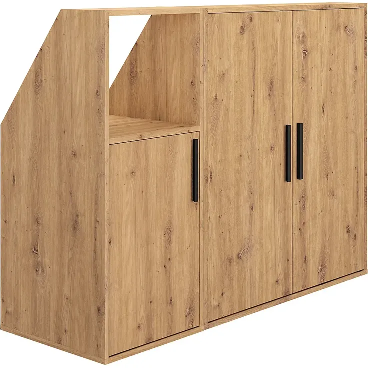 Vente-unique - Schrank unter Dachschräge mit 3 Türen und 1 Ablage - Farbe: Natur ADEZIO
