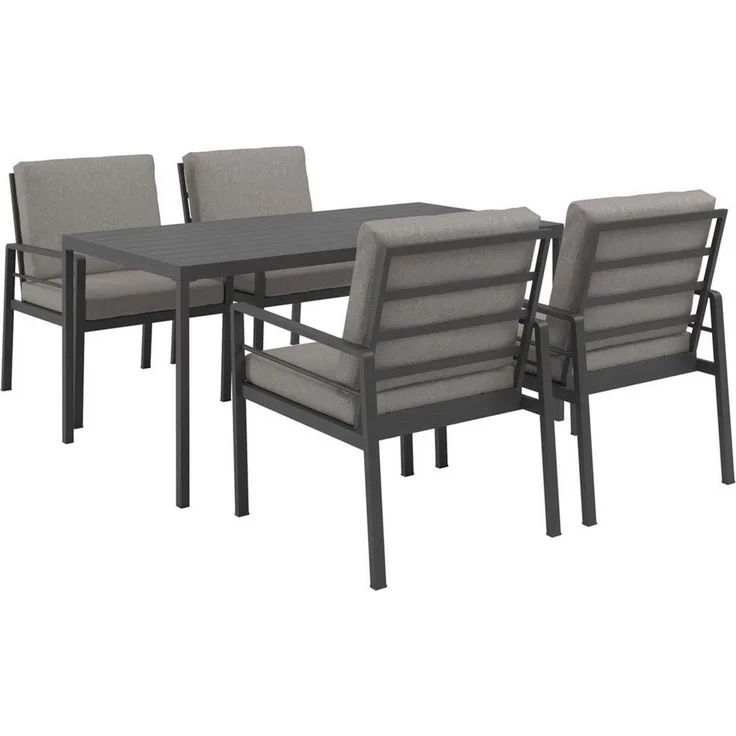 KONIFERA Garten-Essgruppe »New Jersey«, (Set, 13-tlg, 4 Sessel, Tisch 80x160x71 cm, inkl. Auflagen), Aluminium