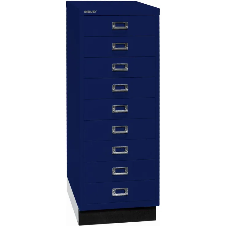 Bisley MultiDrawer™, 39er Serie mit Sockel, DIN A3, 9 Schubladen, Farbe oxfordblau