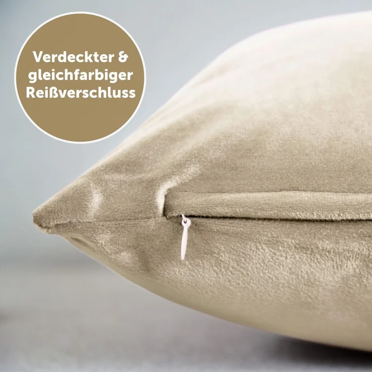 Blumtal Kissenbezug 2er Set - dekorativer Samt Kissenbezug mit verstecktem Reißverschluss, Kissenhülle für Zierkissen, waschbar – Bild 4