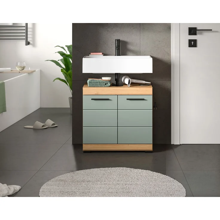 Xonox Scout Waschbeckenunterschrank (B/H/T: 60x56x34 cm) in Salbei und Artisan Eiche Nachbildung – Bild 6