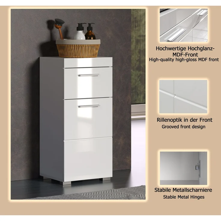 Trendteam 'Amanda' Midischrank, Holz, 79 x 31 x 37 cm, Weiß – Bild 13