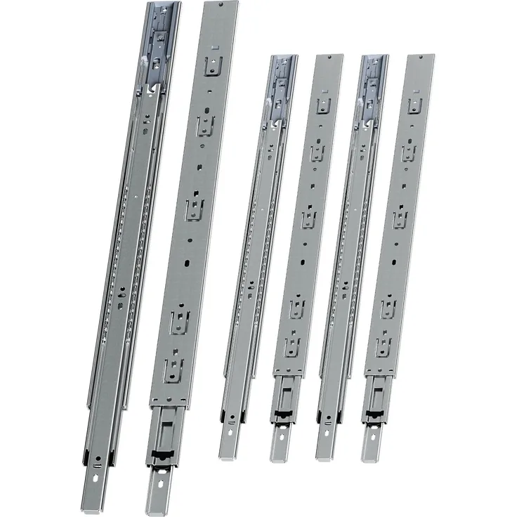 Eikuavons 3 Paar Schubladenschienen 600 mm Vollauszug, 3-teilig, Softclose mit Selbsteinzug, 45 kg Tragkraft, Schubladenauszug aus Stahl, kaltgewalzter Stahl, Silber