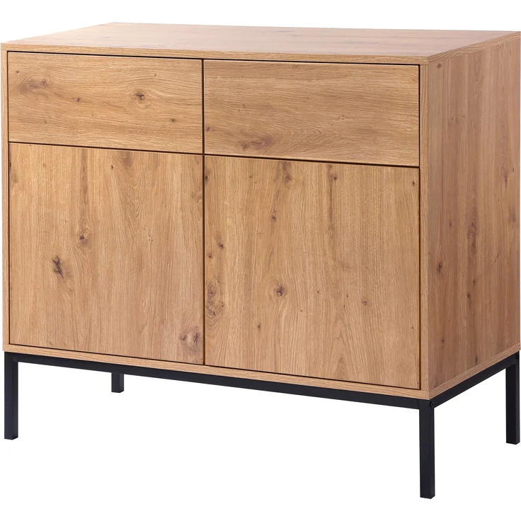 Casâme 'LENNY' Kommode, 2 Türen, 2 Schubladen, Eichendekor - L90 x H80 cm - Eiche – Bild 5