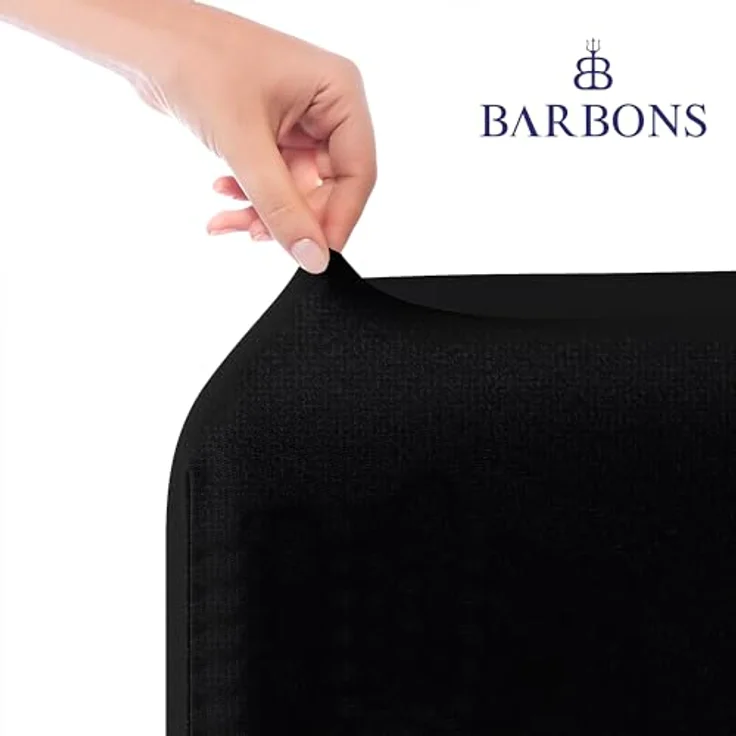 BARBONS Spannbettlaken 90x200 cm - 100% Baumwolle Spannbetttuch Oeko-TEX Zertifiziert Bettlaken Jersey Bettwaren und Bettbezug für Boxspringbett und Dicke Matratzen bis 27 cm - Schwarz 90x200 – Bild 3