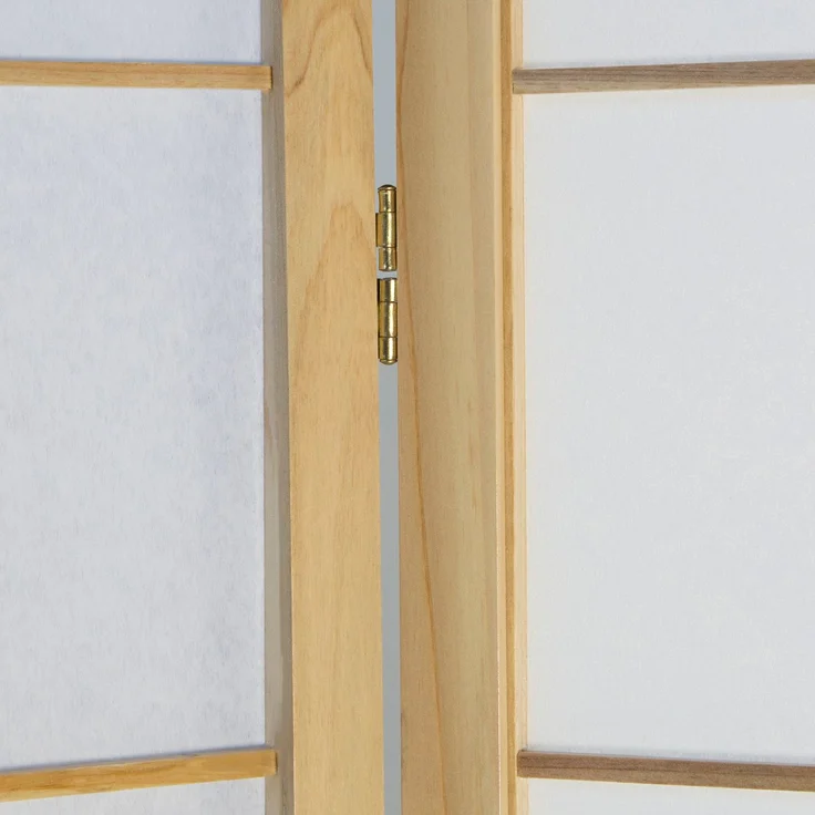 Paravent Raumteiler 4 teilig, Holz Reispapier Natur – Bild 8