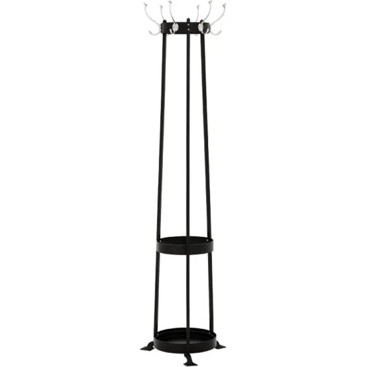 Casa Padrino Designer Luxus Garderobenständer inkl Schirmständer Circle Black - vernickeltes Aluminium - sehr edel