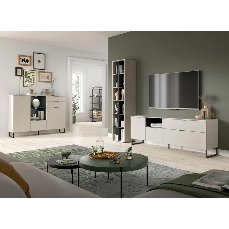 Stauraumregal B/H/T: 192x45x35 cm in Kaschmir Nachbildung und schwarz – Bild 4