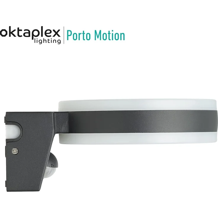 Oktaplex lighting LED Außen-Wandleuchte Porto IP65, Bewegungsmelder, LED fest integriert, Warmweiß, Außenbeleuchtung 15 Watt 1420 Lumen anthrazit – Bild 8