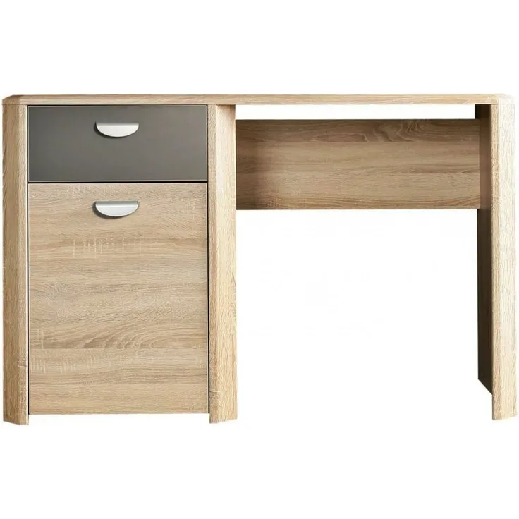 FORTE Yoop Schreibtisch, Holzwerkstoff, Beige/Grau, 130 x 73,5 x 58 cm