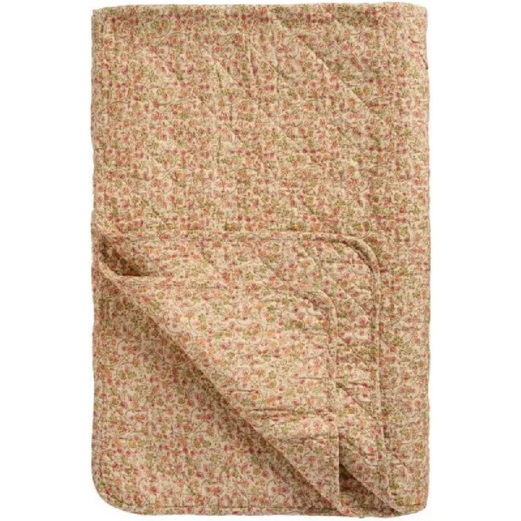 Ib Laursen Decke Quilt Tagesdecke Überwurf 180x130cm Rot Grün Blumen 07924-00