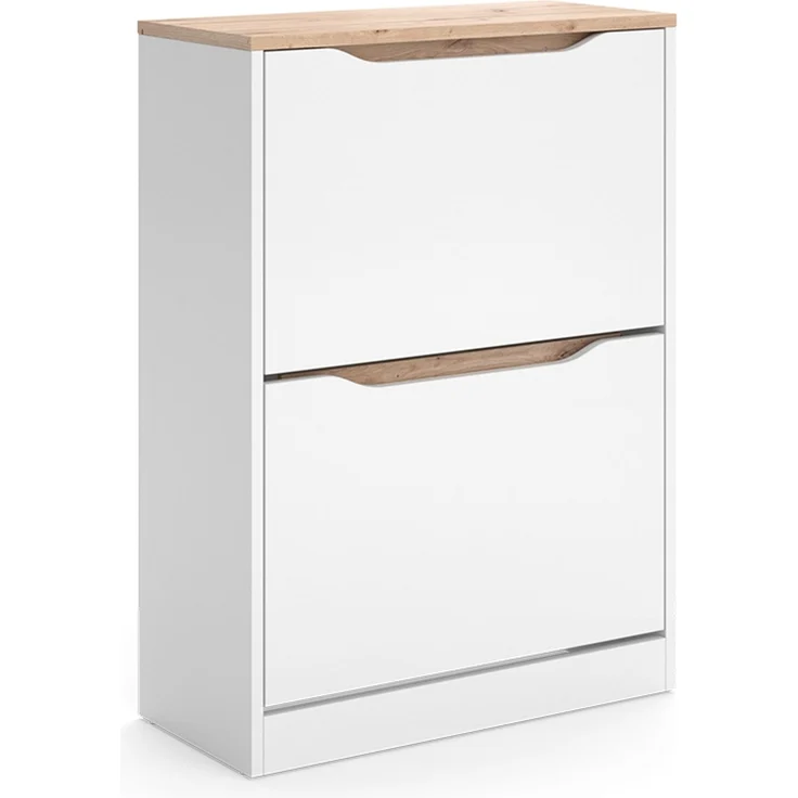 Schuhkipper Ruben Weiß/Artisan-Eiche 60.2 x 82.8 cm mit 2 Kippfächern Vicco – Bild 1