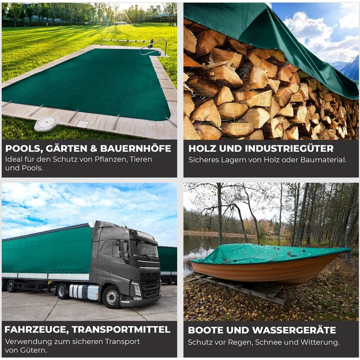 ROTFUCHS Premium Abdeckplane mit Ösen, 700 g/m² PVC RipStop-Gewebe Reißfest & Wasserdicht | Universell für Pool, LKW, Holz Gartenmöbel | Abdeckung, Schutzplane, Gewebeplane, Grün, 300x200 cm – Bild 3