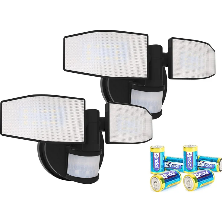Northpoint LED Wandstrahler Bewegungsmelder 2 Fluter-Köpfe Schwenkbar Batterie 400L – Bild 1