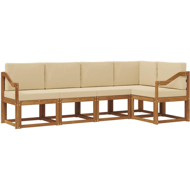 vidaXL Outdoor-Sofagarnitur 5 stk. 5-Sitzer Natur und Beige 3366411 – Bild 2