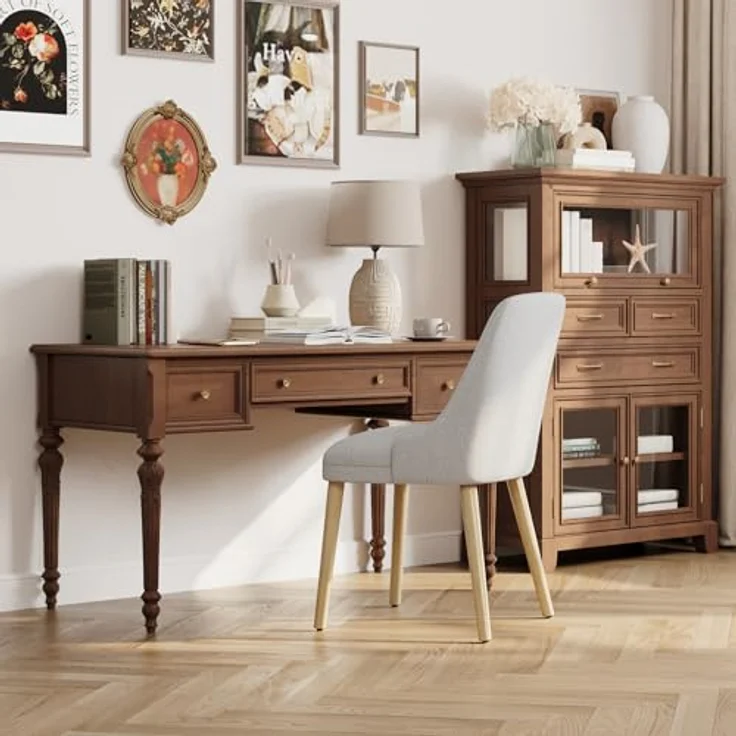 COLAMY Esszimmerstühle 2er Set, Gepolsterter Stuhl mit Holzbeinen, Hohe Rückenlehne für Esszimmer/Restaurant/Café, Hellgrau – Bild 6