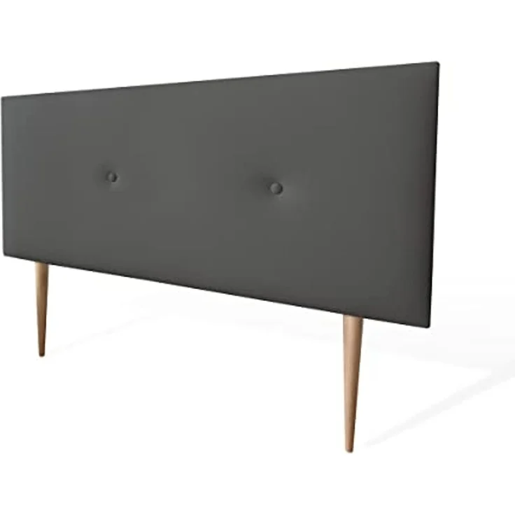 Dreaming Online, inklusive Beschlägen und Schrauben Kopfteil mit Polsterung, Modell Mailand, mit Beinen, Bezug aus hochwertigem Kunstleder, Holz Lederimitat, Grau, 115 x 60 cm (Bett 105) – Bild 6