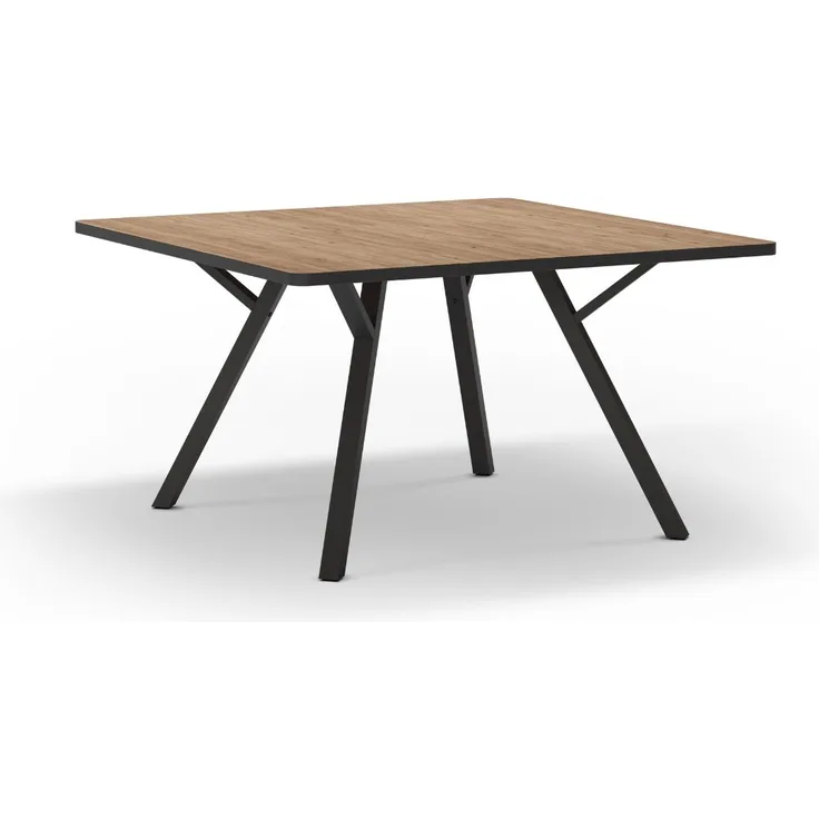 Calicosy Quadratischer Tisch mit schwarzen Metallbeinen L136 x B136 cm - BENI - Helles Holz