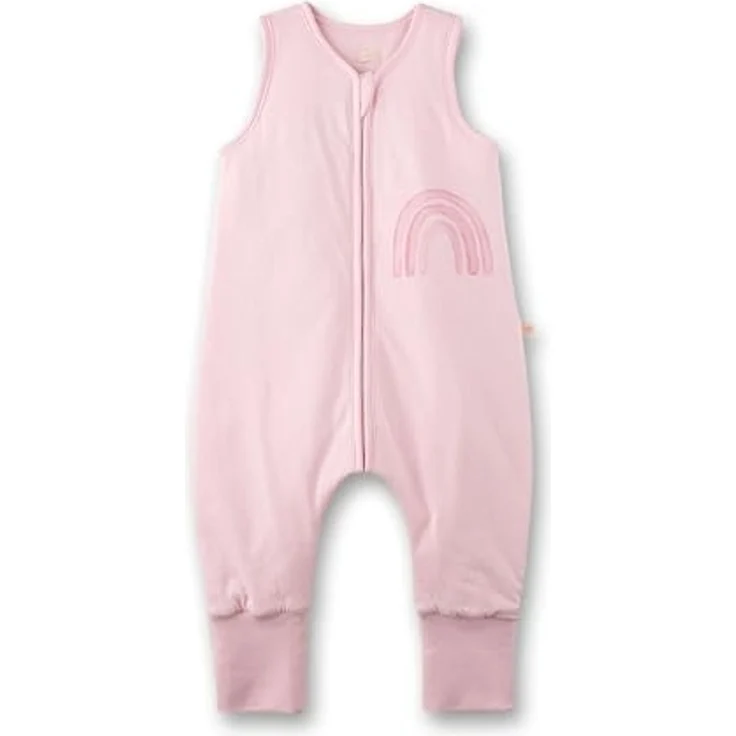 SANETTA Baby-Schlafsack mit Füßen Rosa | Praktischer und bequemer Unisex-Schlafsack aus Bio-Baumwolle. Baby-Schlafsack mit Reißverschluss und Regenbogen-Print | Baby Sleeping Bag – Bild 1
