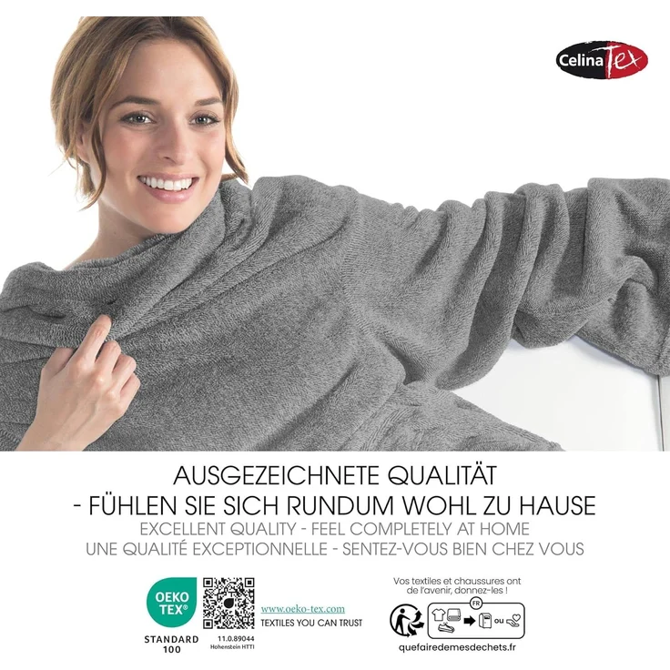 CelinaTex TV-Decke mit Ärmeln und Fußtasche Flauschige Kuscheldecke 150x180 cm dunkel braun Mikrofaser Fleece Soft Oeko-TEX – Bild 4