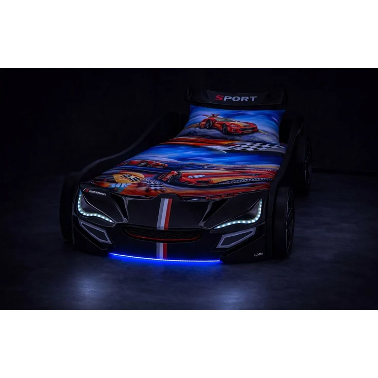 Aileenstore Autobett TURBO GTE (inkl. Zubehör), Kinderbett 90x200, Lattenrost,LED,Unterbodenlicht,Sound,Fernbedienung – Bild 2