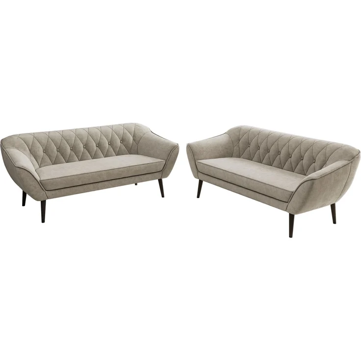 Wohnzimmerset Möbelset PIRS 3-3, Armlehnen, Wellenfederung, schwarze Füße, Dreisitzer Sofa, Polstermöbel Set - Beige Stukture – Bild 8