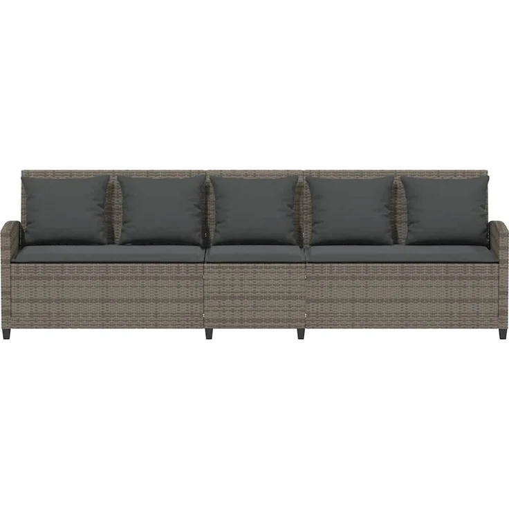 vidaXL Gartensofa 5-Sitzer mit Kissen Grau Poly Rattan 4104114 – Bild 3