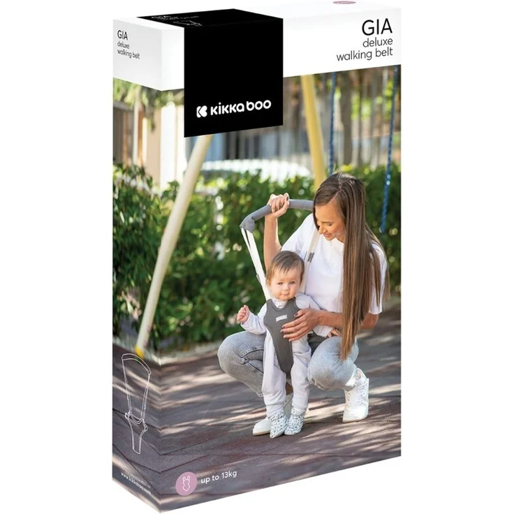 Kikkaboo Babylaufgurt Gia Kinder-Sicherheitsgurt einstellbare Gurtlänge grau weiss – Bild 2