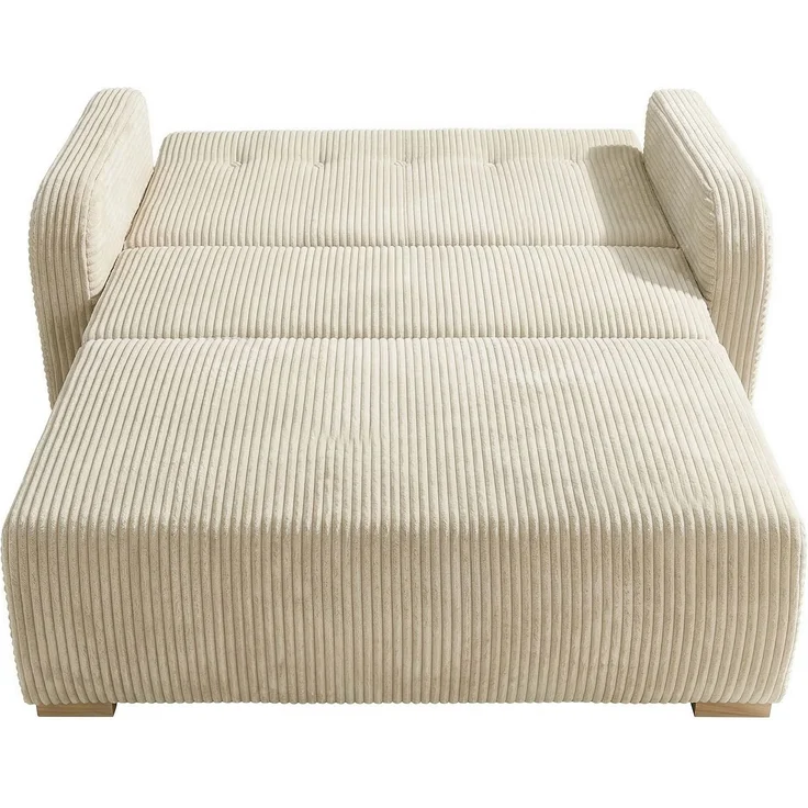 Wohnero24 Lirena 2 Schlafsofa 136x95 cm mit Bettfunktion 113x195 cm – 2-Sitzer Cord Sofa ausziehbar mit Bettkasten, kleines Schlafsofa für Wohnzimmer - Creme – Bild 8