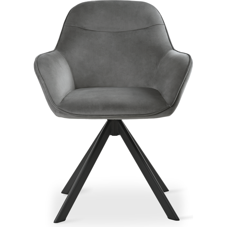 GOEURVANT 1370 Esszimmerstühle 6er-Set mit Armlehnen, 360° Drehbar, Samt - Dunkelgrau – Bild 2